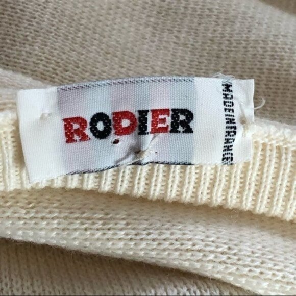 Vintage Rodier Off White Cream Wool Sweater Dress Criss Cross Back - Picture 11 of 12